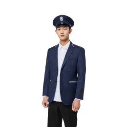 【設計深藍色撞色安保西裝外套】|世紀廣場|安保人員|翻領設計加入紅白條紋裝飾|65%polyester, 35%rayon|正面雙扣開襟|西裝外套供應商  BS692 【設計深藍色撞色安保西裝外套】|世紀廣場|安保人員|翻領設計加入紅白條紋裝飾|65%polyester, 35%rayon|正面雙扣開襟|西裝外套供應商  BS692